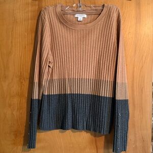 Liz Claiborne Tan Ribbed Knit Sweater